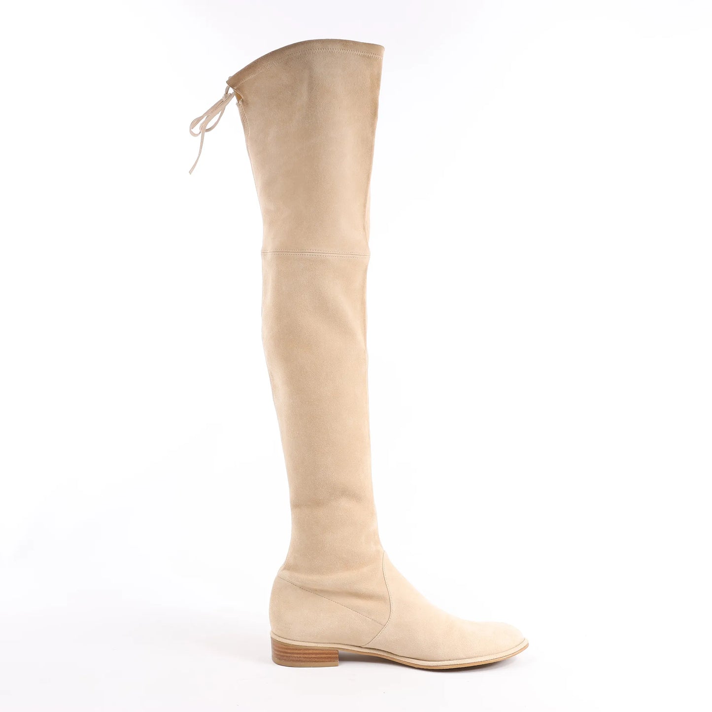Stuart Weitzman Suede Lowland Over The Knee Boot in Beige, Size 39.5 EU