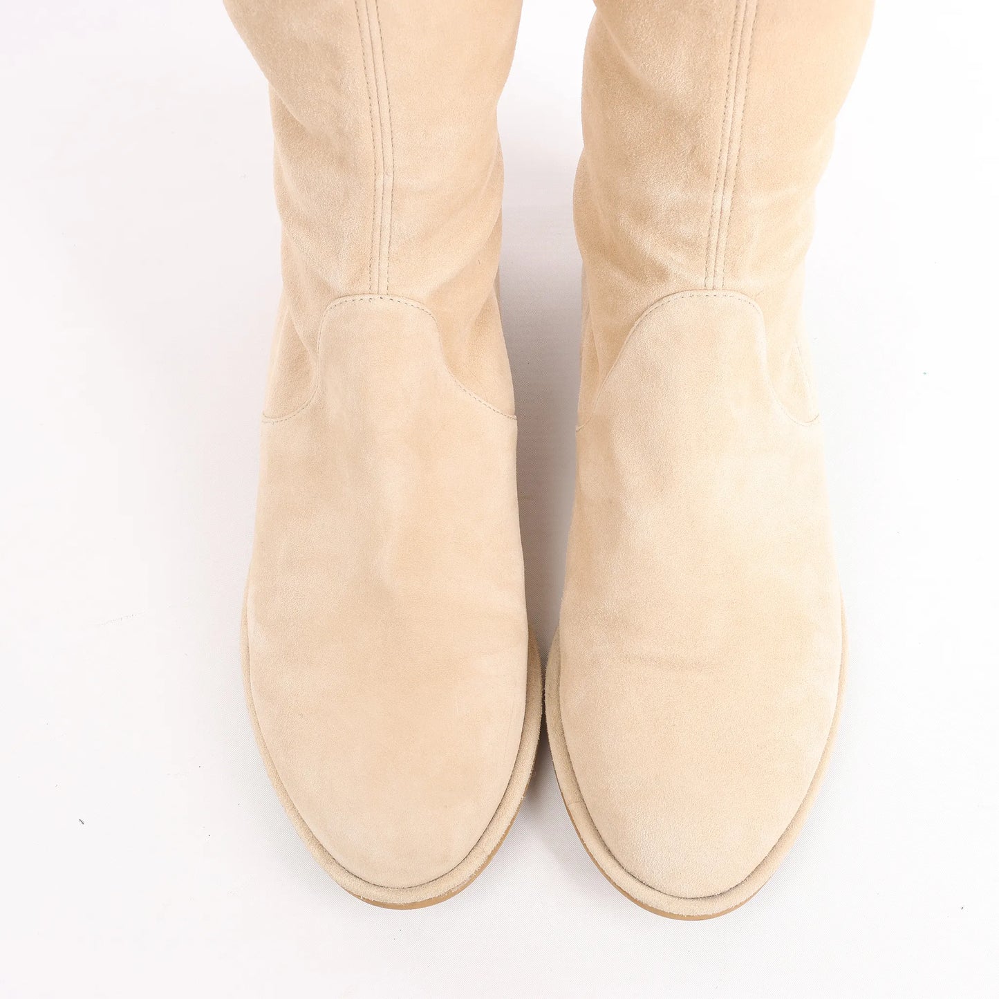 Stuart Weitzman Suede Lowland Over The Knee Boot in Beige, Size 39.5 EU