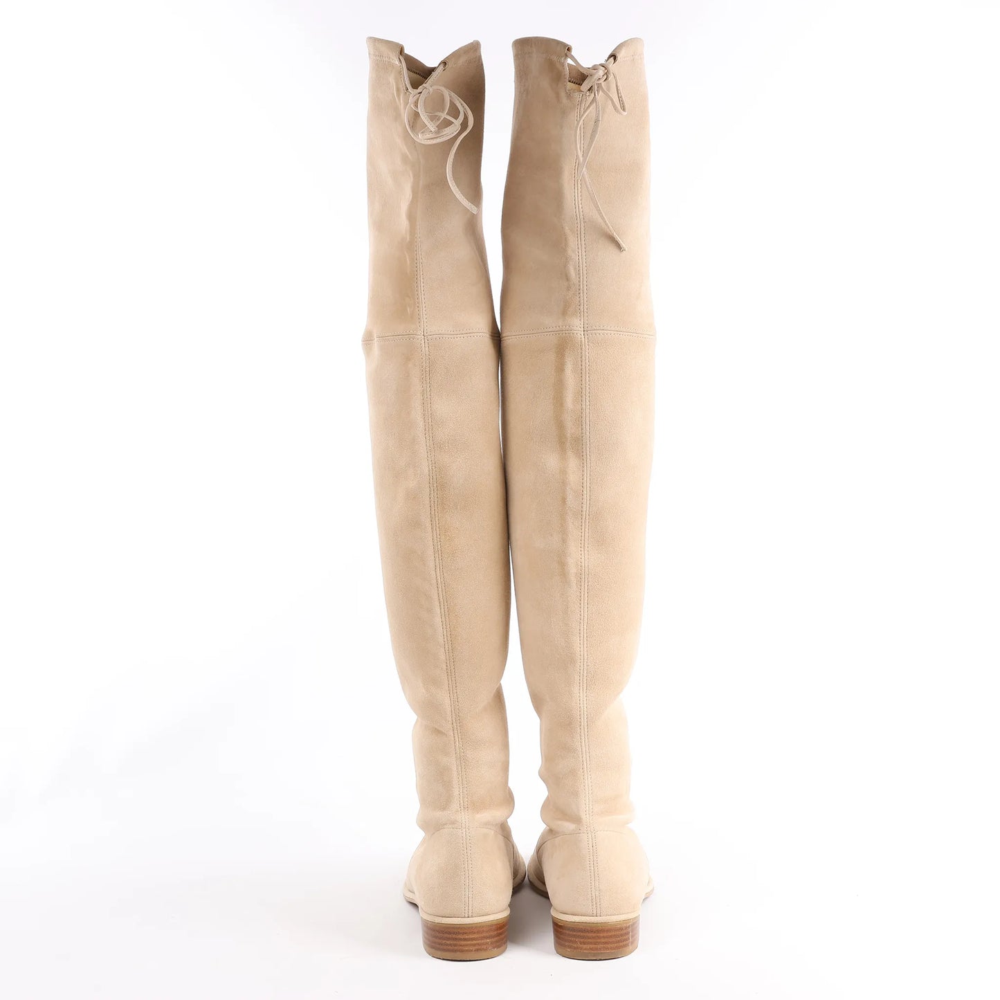 Stuart Weitzman Suede Lowland Over The Knee Boot in Beige, Size 39.5 EU