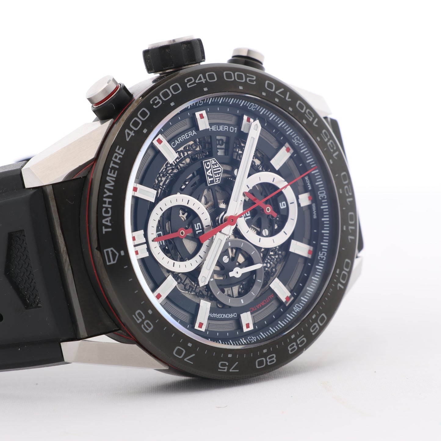 Carrera CALIBRE HEUER 01 CAR2A1Z.FT6044 WBD6279 SS SS & Rubber AT Skeleton dial Watch
