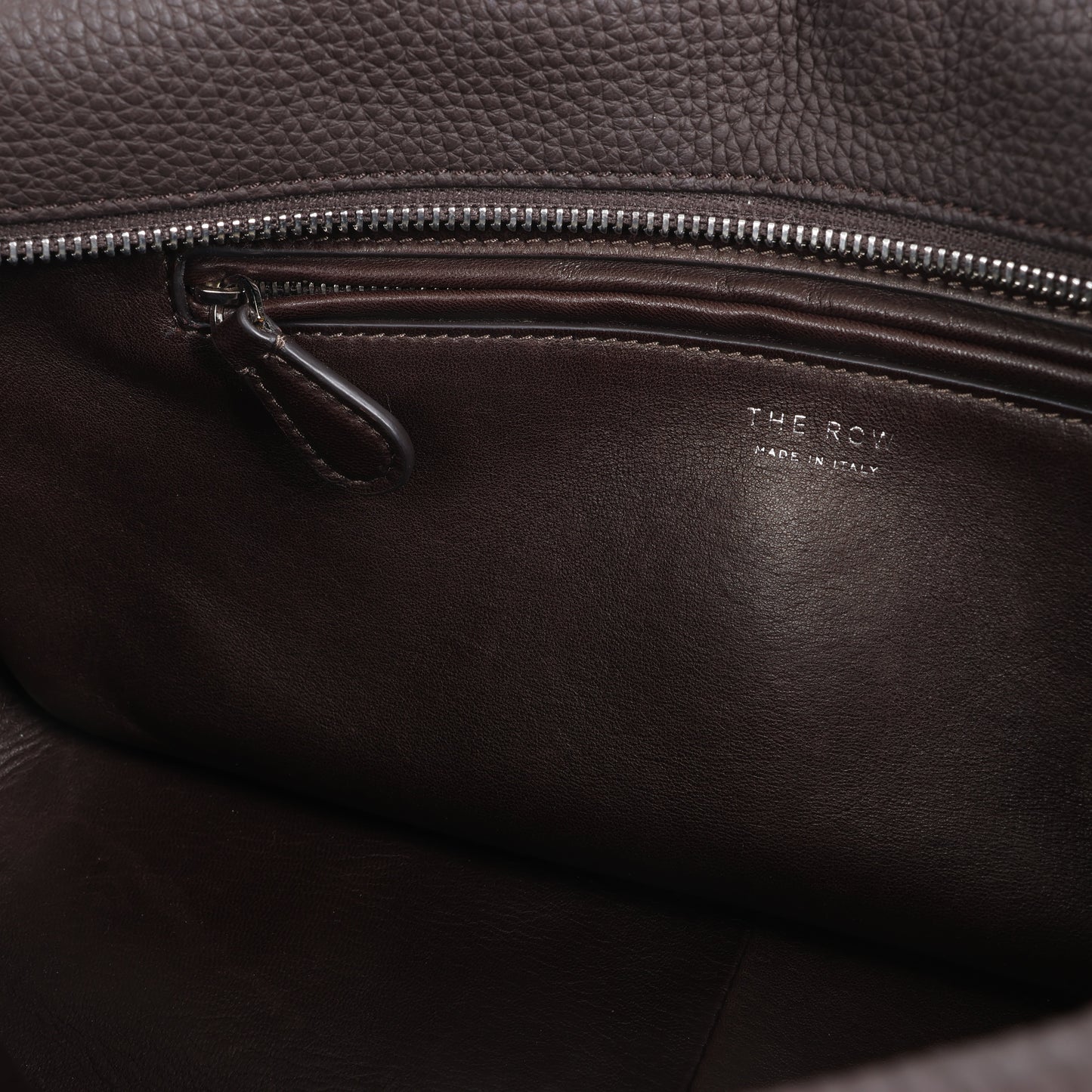 The Row East/West Leather Handbag in Brown