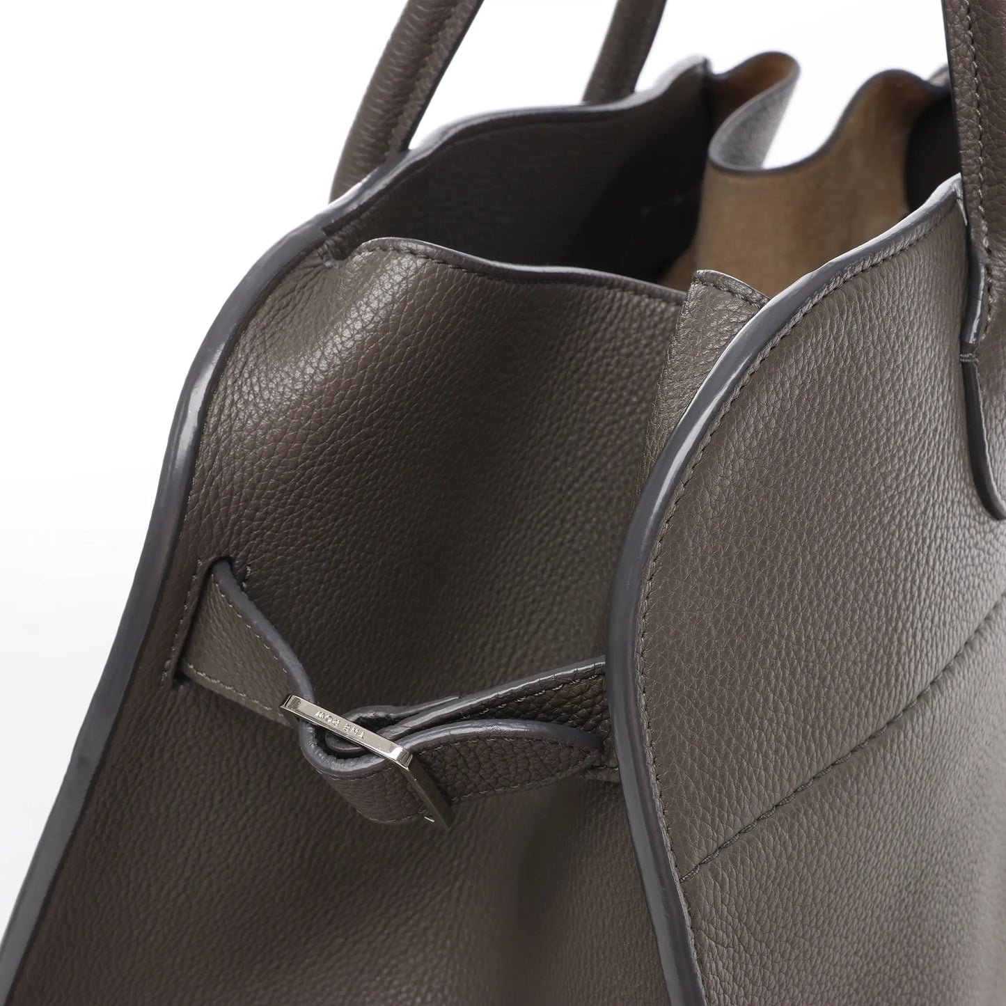 The Row Soft Margaux 15 Leather Handbag in Gray