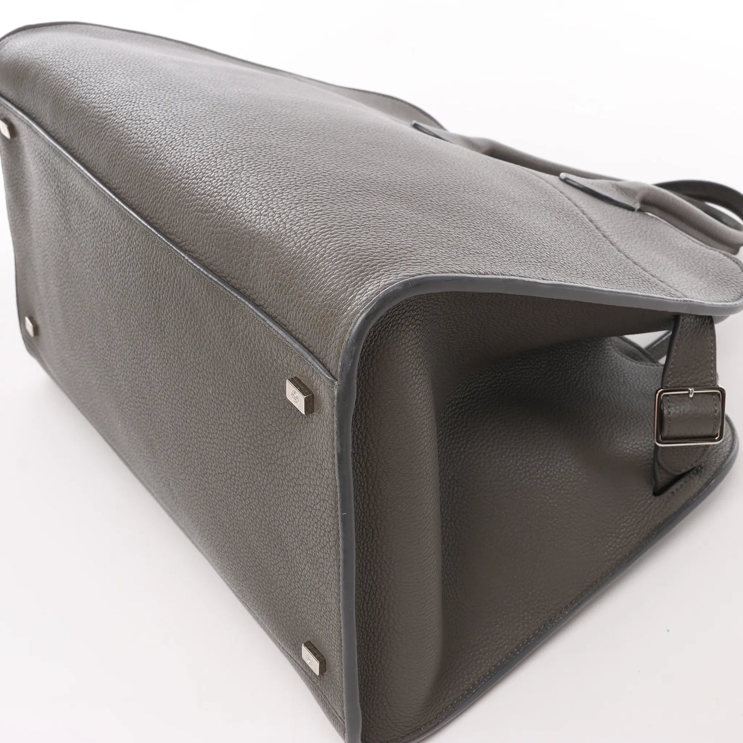 The Row Soft Margaux 15 Leather Handbag in Gray