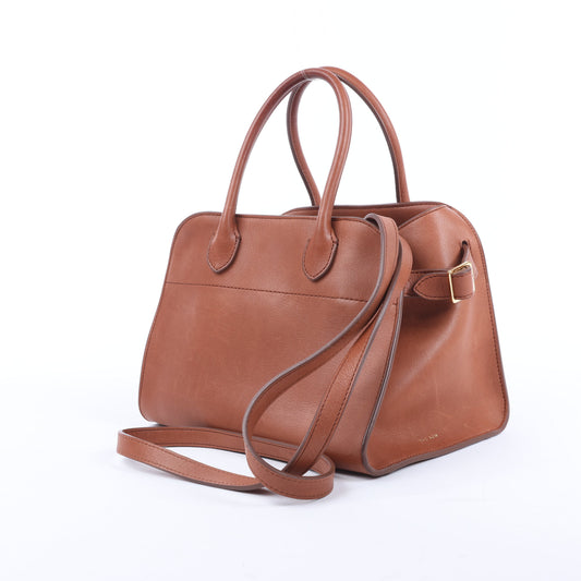The Row Soft Margaux 10 Leather 2Way Handbag in Brown