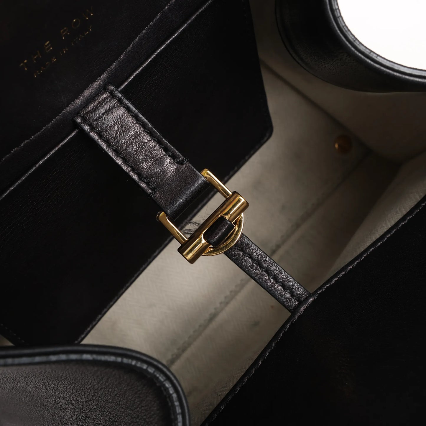 The Row Soft Margaux 10 Leather 2Way Handbag in Black