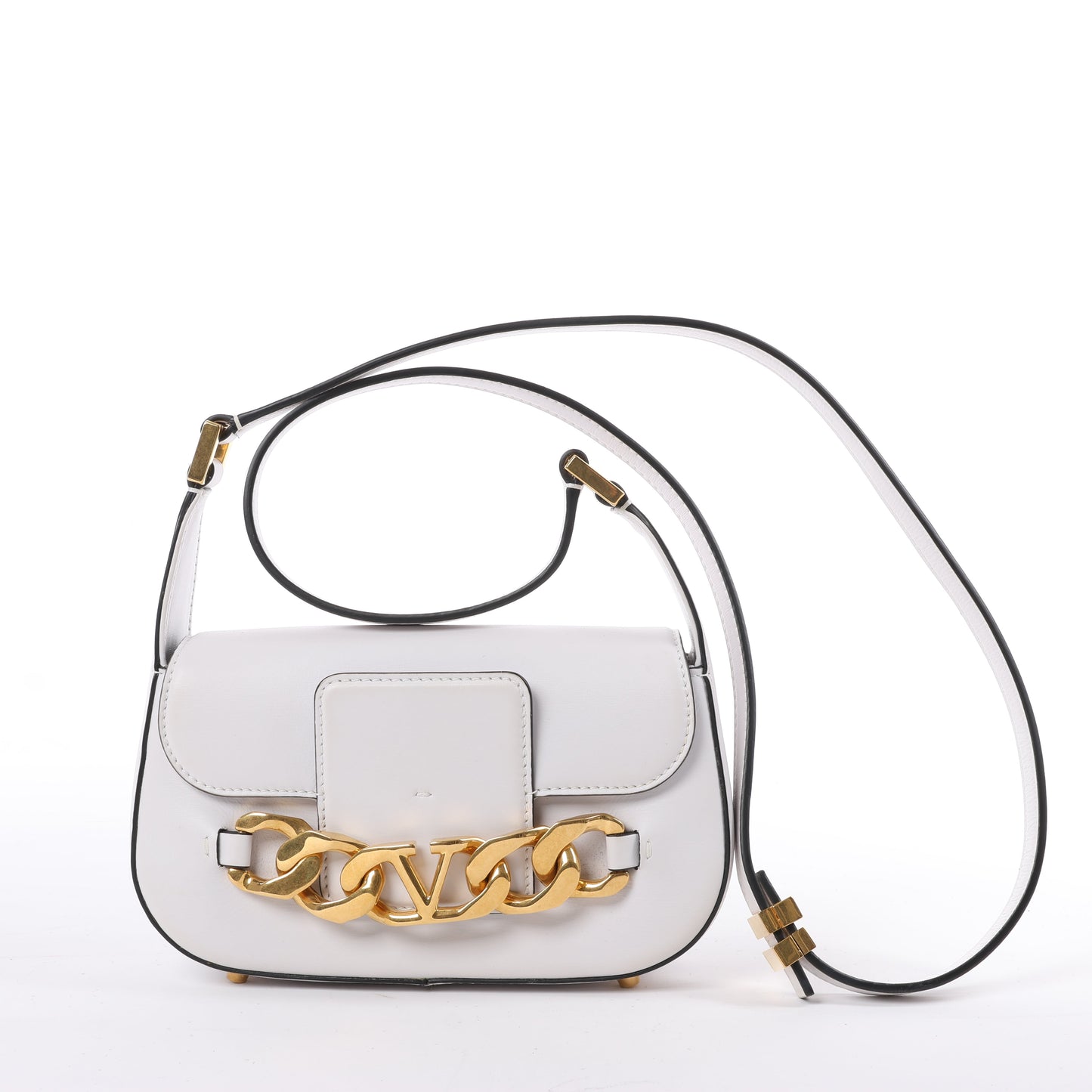 Valentino Garavani V logo Leather Shoulder bag in White