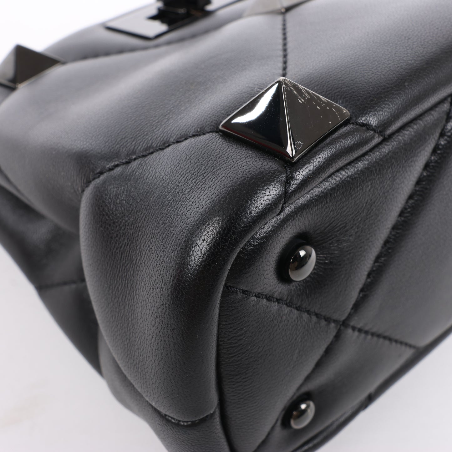 Valentino Garavani Roman Studs Leather 3-way Shoulder Bag in Black