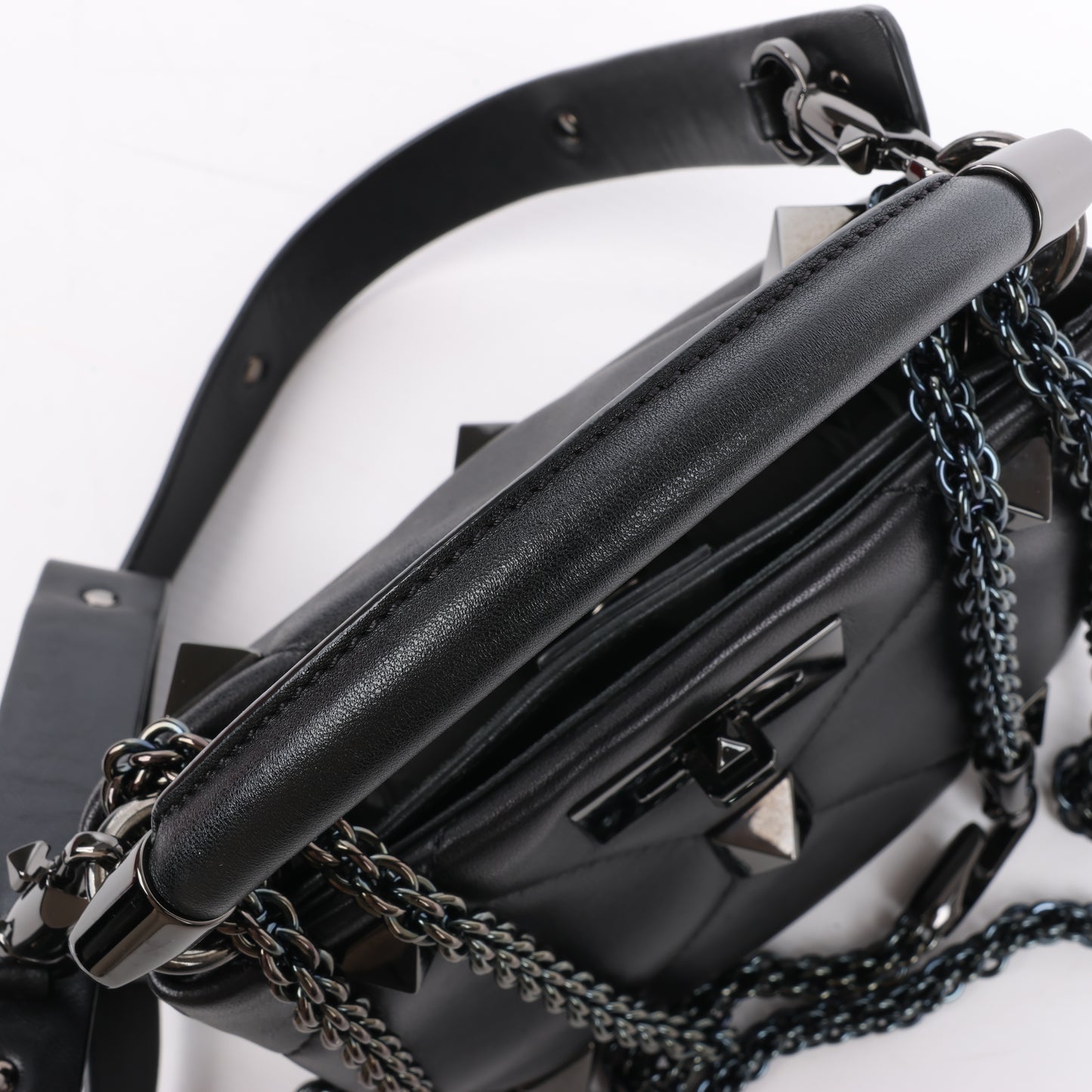 Valentino Garavani Roman Studs Leather 3-way Shoulder Bag in Black