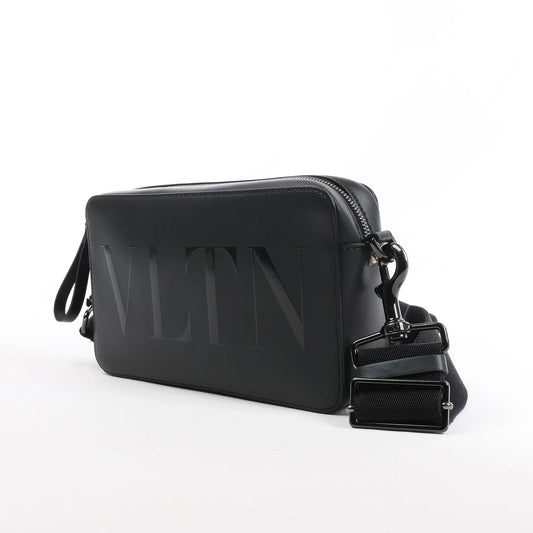 Valentino Garavani VLTN Leather Shoulder Bag in Black