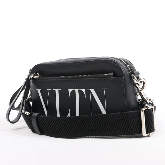 Valentino Garavani VLTN Leather Shoulder Bag in Black