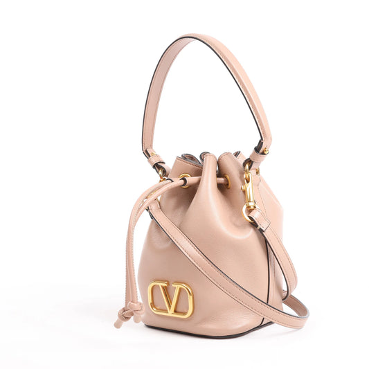 Valentino Garavani Buckets Leather 2Way Shoulder Bag in Powder Pink