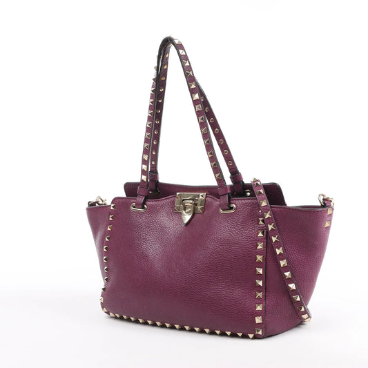 Sac à main Valentino Garavani Rockstud en cuir violet