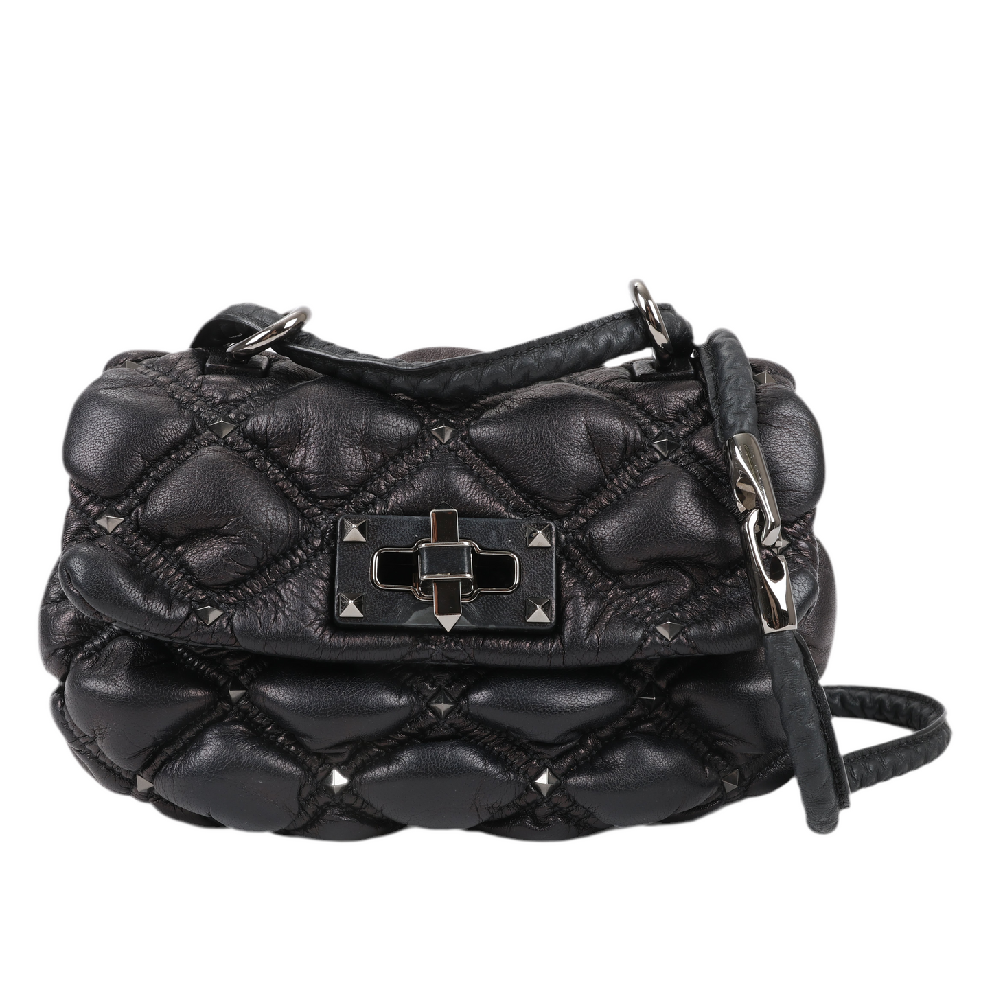 Valentino Garavani Nappa Small Spikeme Shoulder Bag in Black