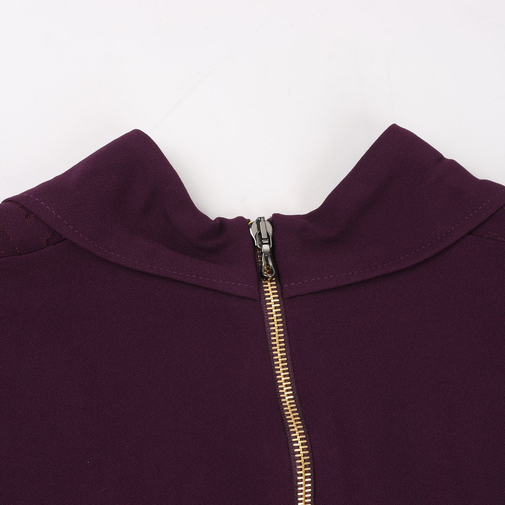 Roland Mouret Deep V-Neck Fitted Midi Dress in Plum – EU 34