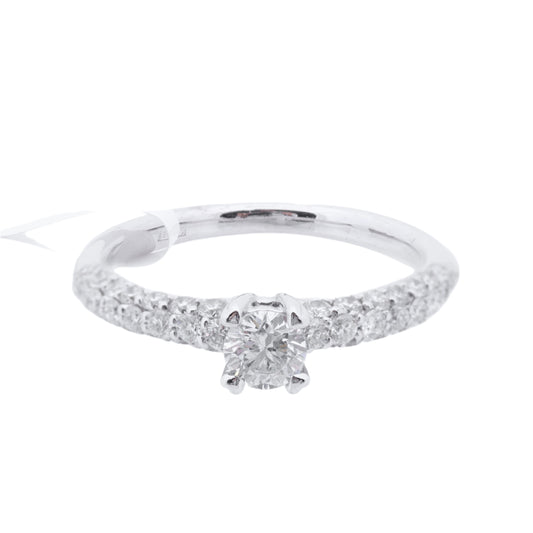 Non Signe / Unsigned 14K White Gold Ring with 45 Natural Diamonds