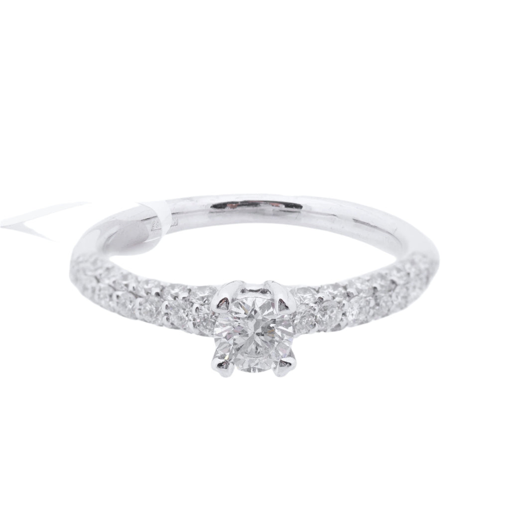 Non Signe / Unsigned 14K White Gold Ring with 45 Natural Diamonds