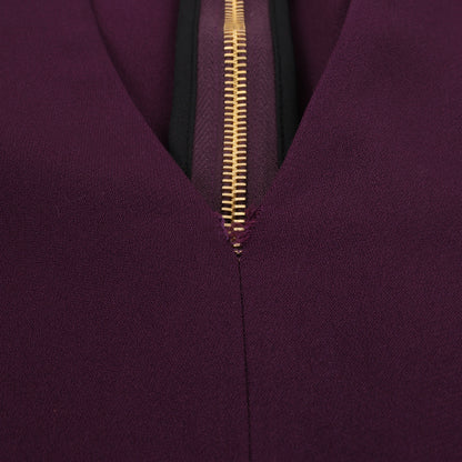 Roland Mouret Deep V-Neck Fitted Midi Dress in Plum – EU 34