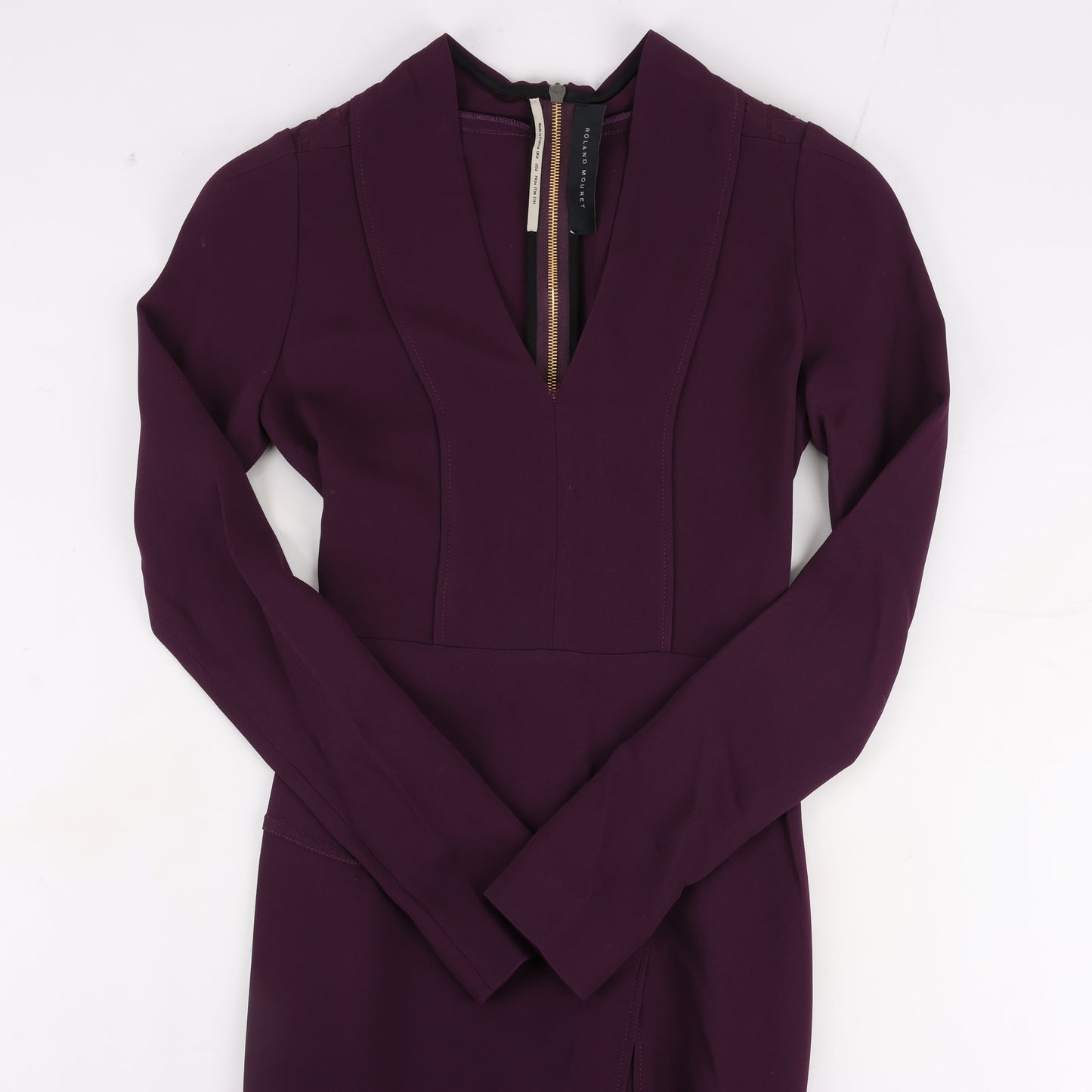 Roland Mouret Deep V-Neck Fitted Midi Dress in Plum – EU 34