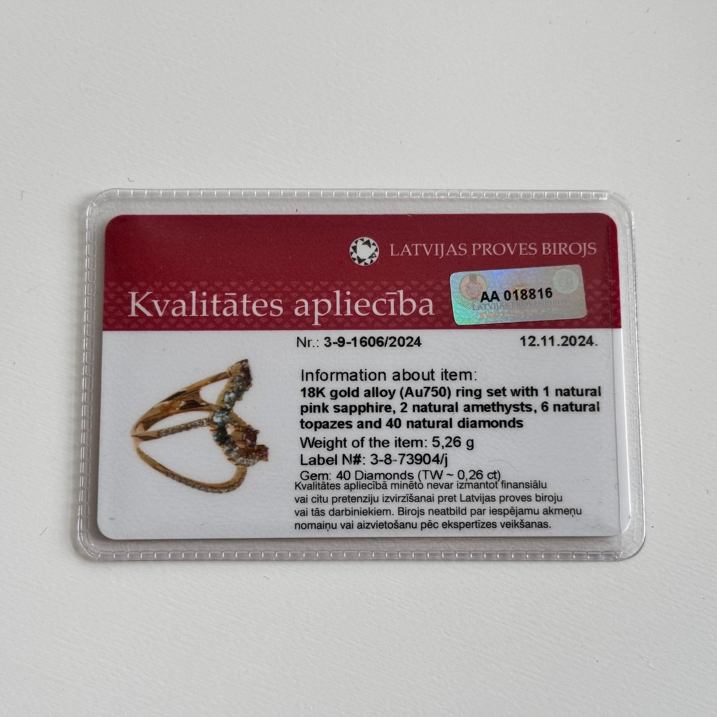 Non Signe / Unsigned Diamond Ring in Multicolor K18PG 5.3g 129 S008 D026