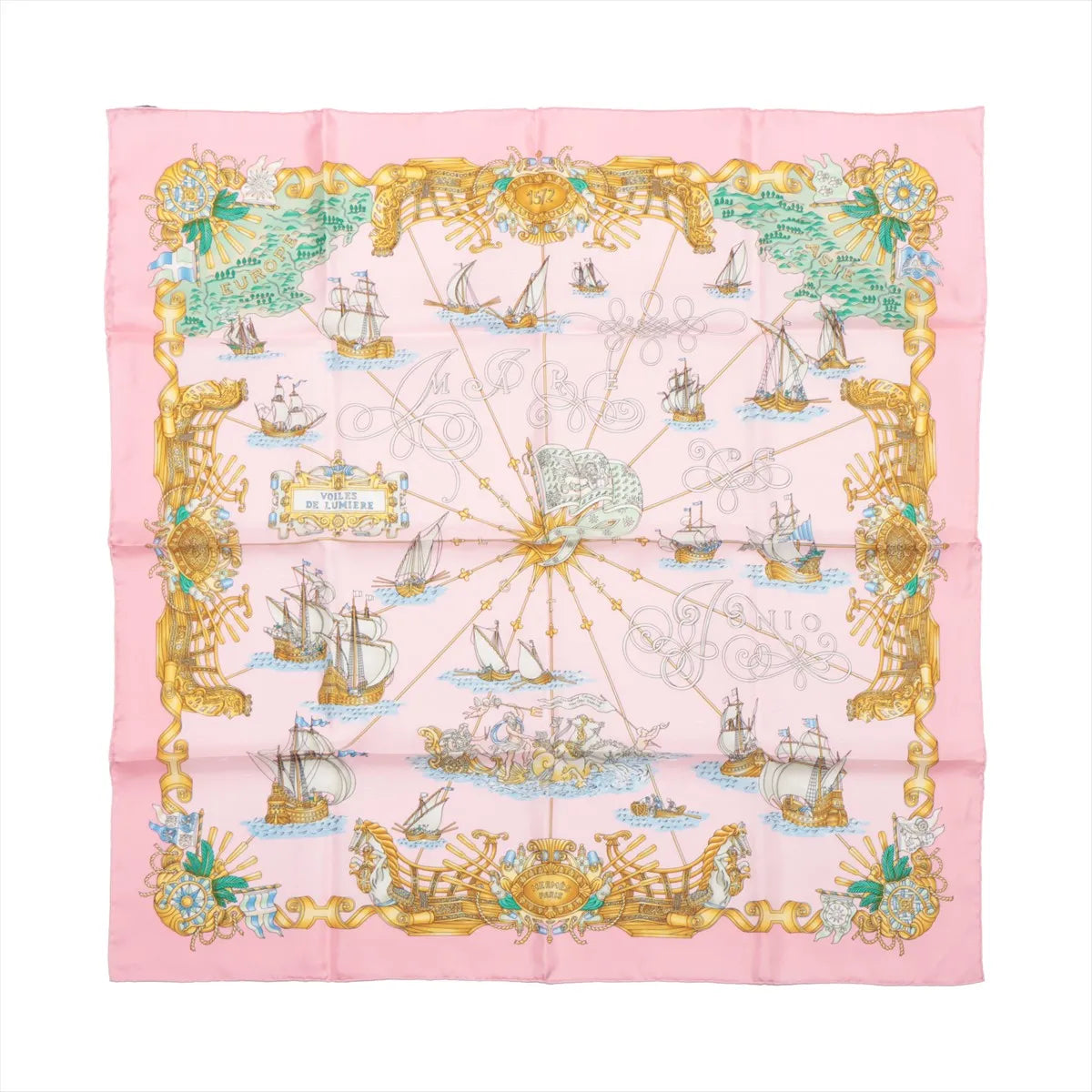 Hermes Carré 90 "VOILES DE LUMIERE" Silk handkerchief in Pink