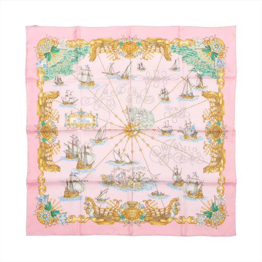 Hermes Carré 90 "VOILES DE LUMIERE" Mouchoir en soie en rose