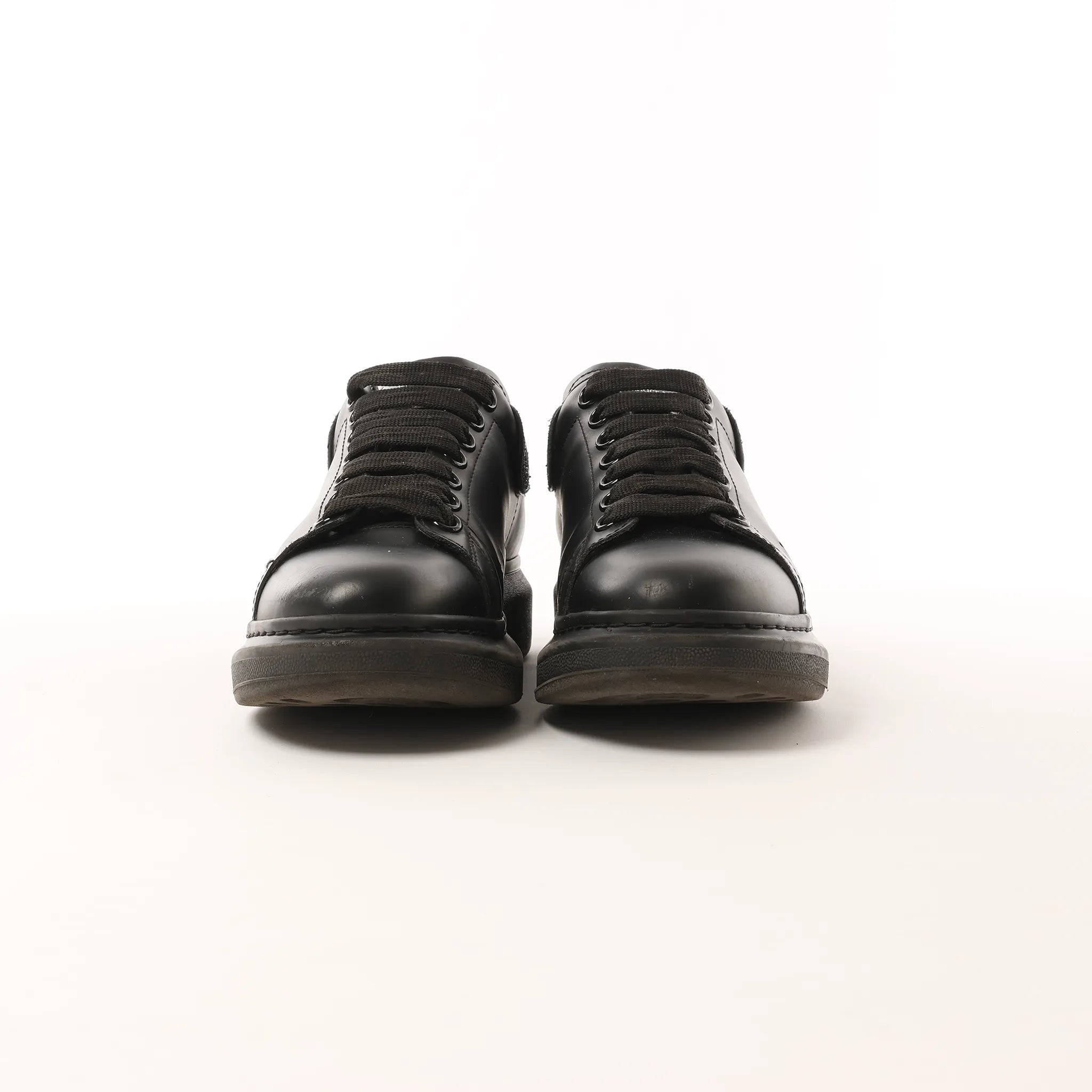 Alexander McQueen Runway Glitter-Heeled Leather Platform Trainers in Black, Size 39 EU