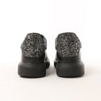 Alexander McQueen Runway Glitter-Heeled Leather Platform Trainers in Black, Size 39 EU