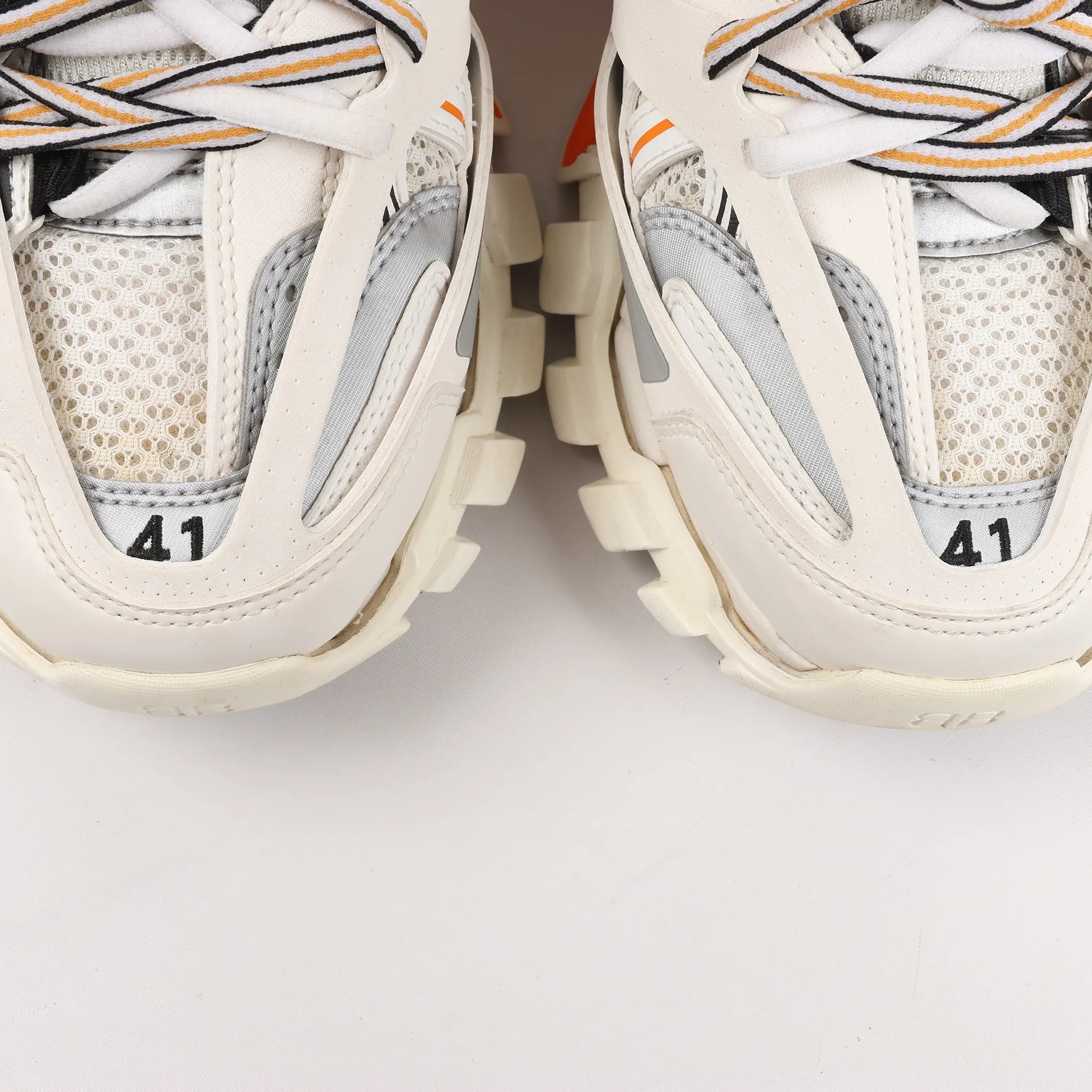 Balenciaga Track Panel Style Mesh and Nylon Sneakers in White x Orange, Size 41 EU