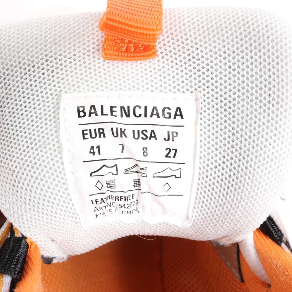 Balenciaga Track Panel Style Mesh and Nylon Sneakers in White x Orange, Size 41 EU