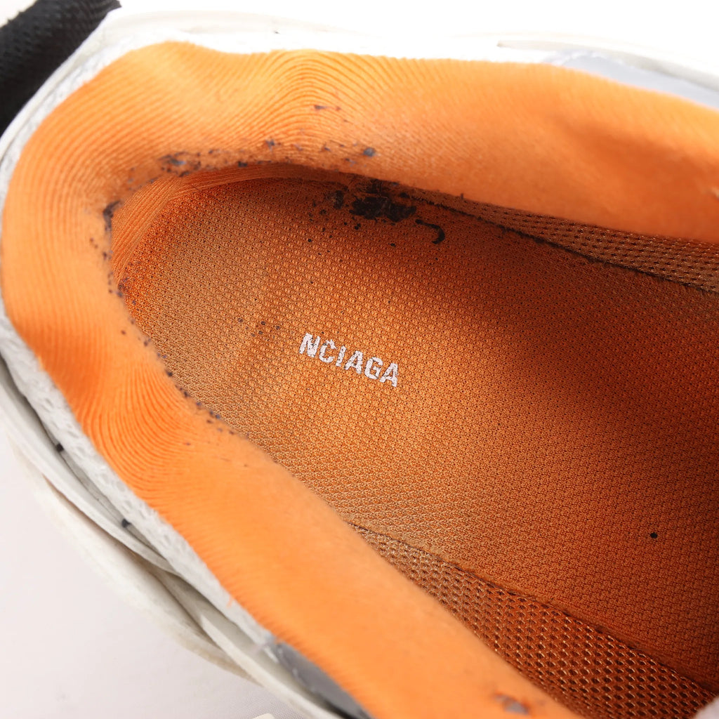Balenciaga Track Panel Style Mesh and Nylon Sneakers in White x Orange, Size 41 EU