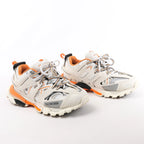 Balenciaga Track Panel Style Mesh and Nylon Sneakers in White x Orange, Size 41 EU