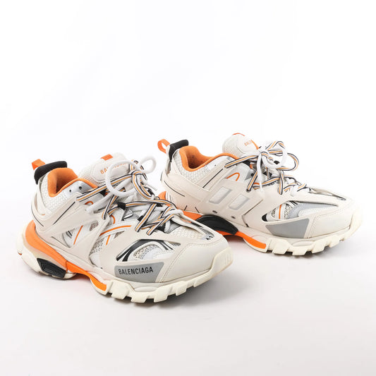 Balenciaga Track Panel Style Mesh and Nylon Sneakers in White x Orange, Size 41 EU