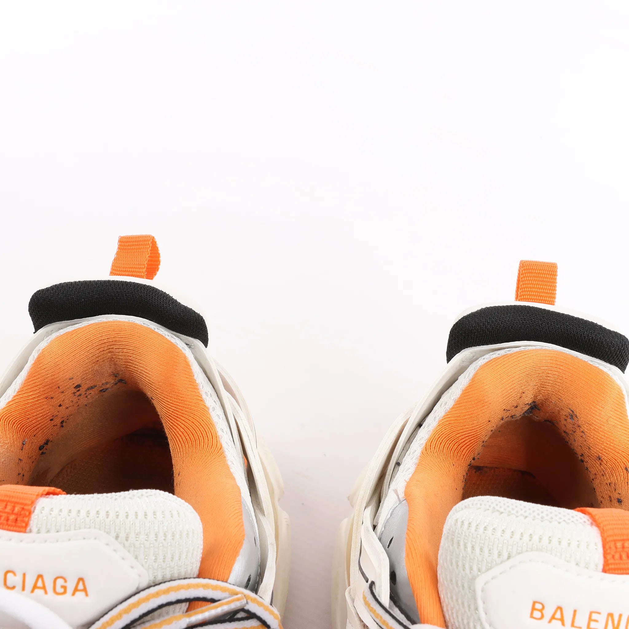 Balenciaga Track Panel Style Mesh and Nylon Sneakers in White x Orange, Size 41 EU