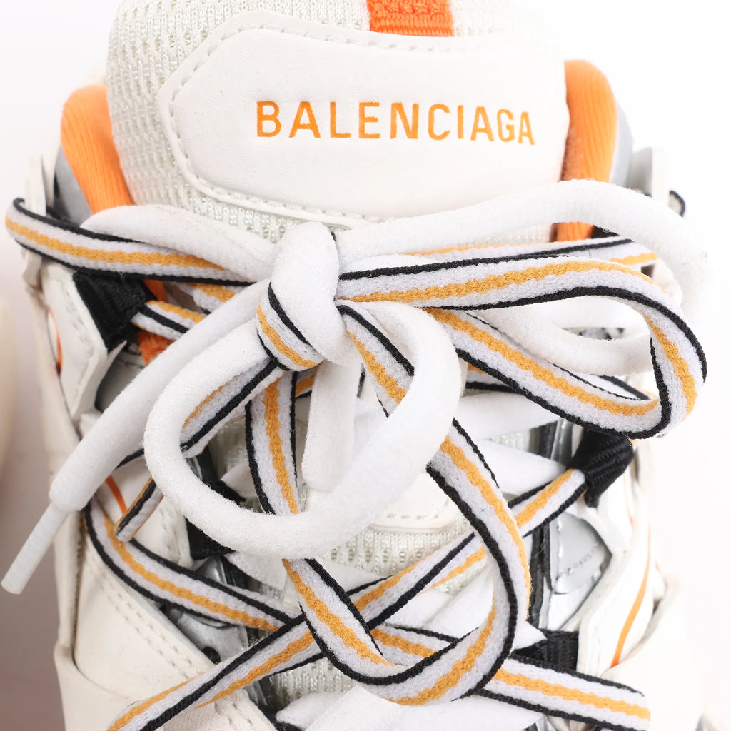 Balenciaga Track Panel Style Mesh and Nylon Sneakers in White x Orange, Size 41 EU