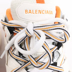 Balenciaga Track Panel Style Mesh and Nylon Sneakers in White x Orange, Size 41 EU