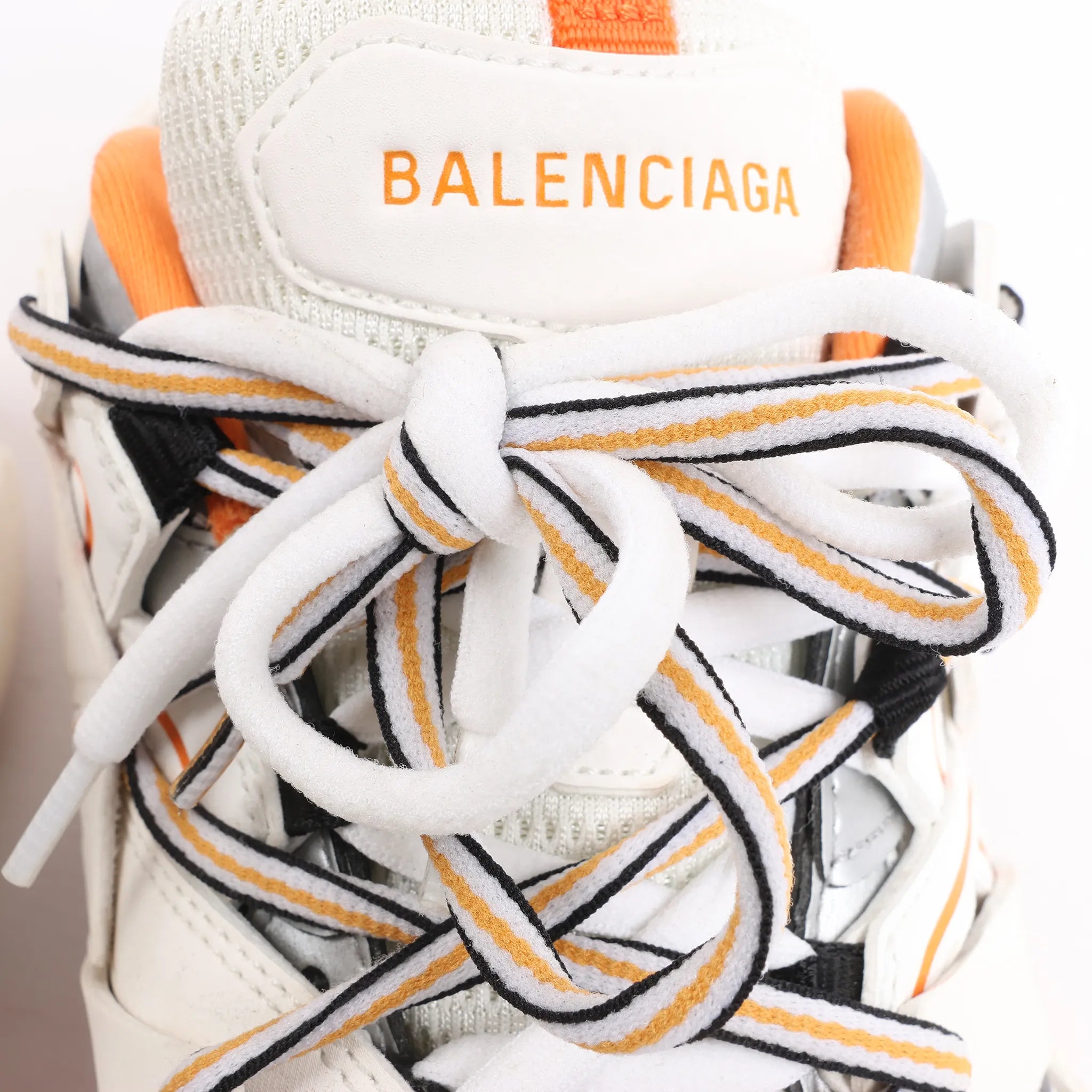 Balenciaga Track Panel Style Mesh and Nylon Sneakers in White x Orange, Size 41 EU