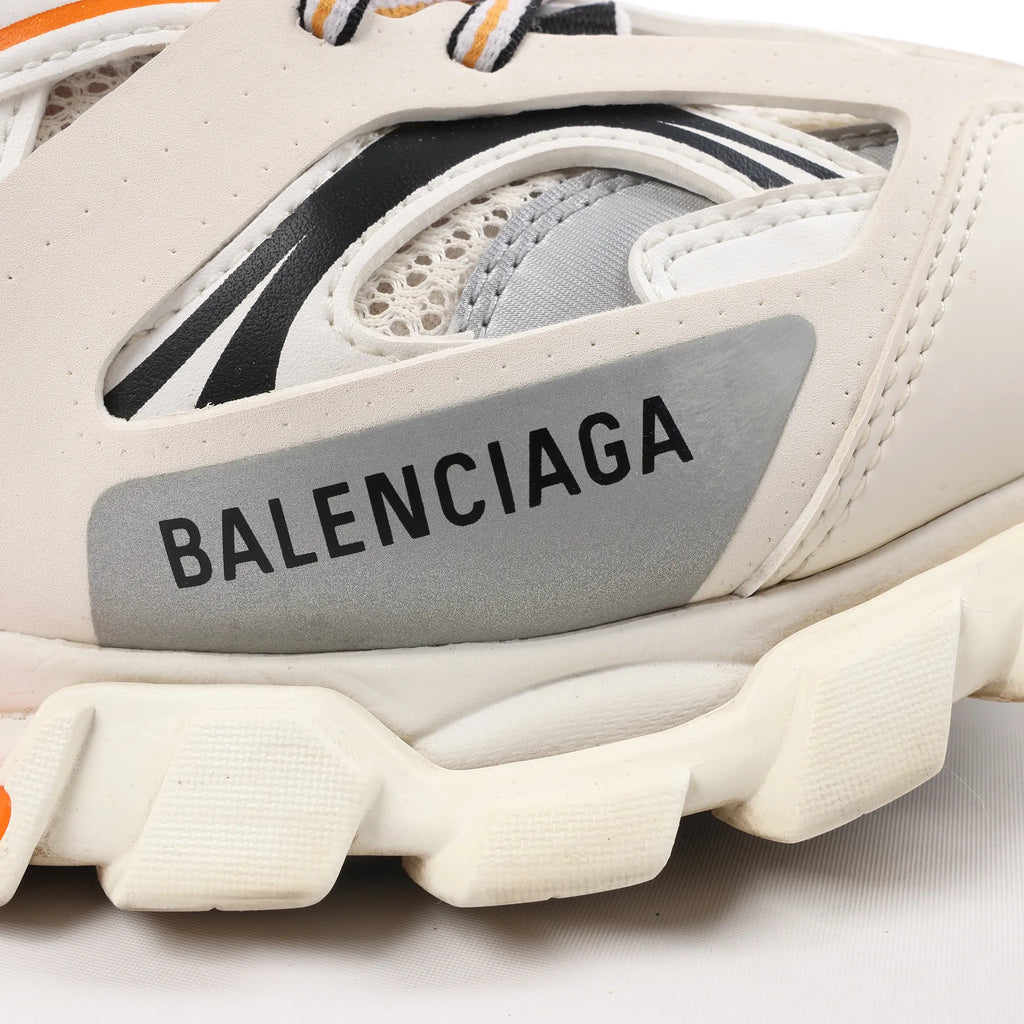 Balenciaga Track Panel Style Mesh and Nylon Sneakers in White x Orange, Size 41 EU