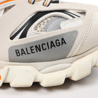 Balenciaga Track Panel Style Mesh and Nylon Sneakers in White x Orange, Size 41 EU