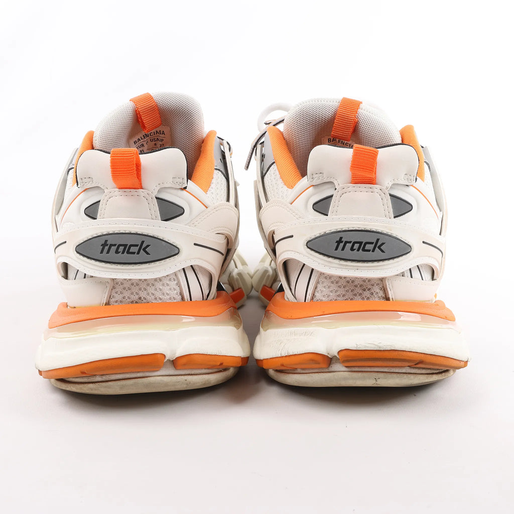 Balenciaga Track Panel Style Mesh and Nylon Sneakers in White x Orange, Size 41 EU