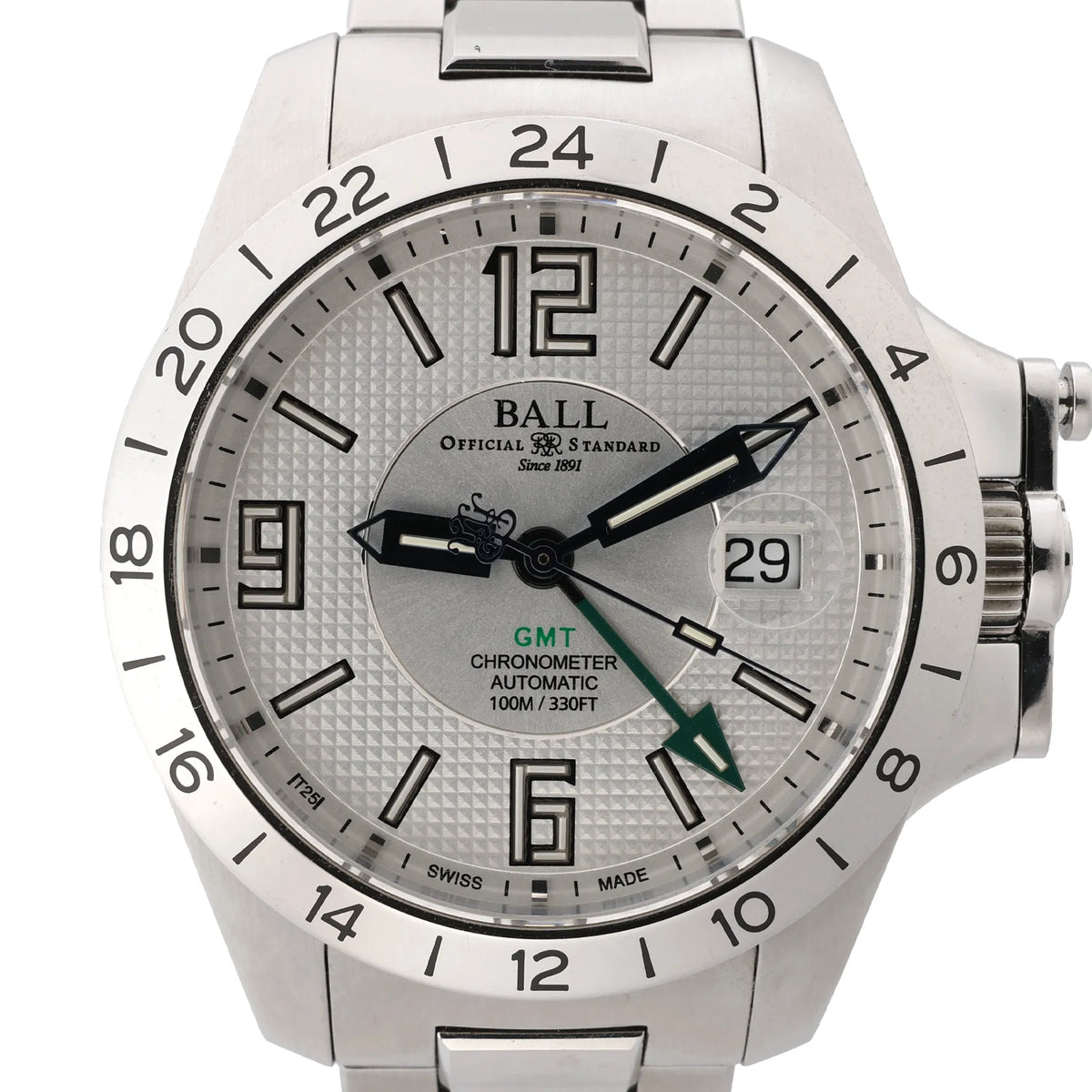 Ball Engineer Hydrocarbon Magnate GMT GM2098C 7130042 SS AT Watch with Silver-Face