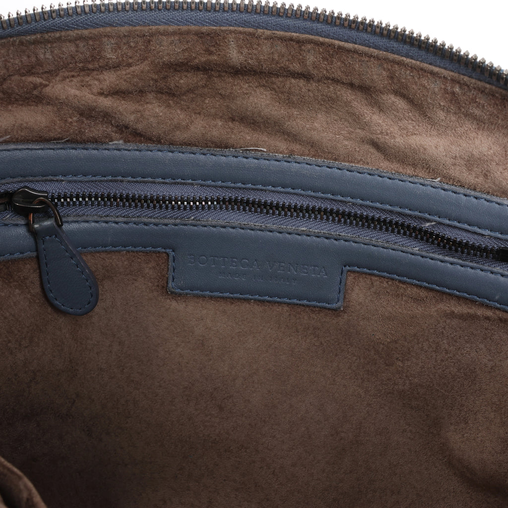 Bottega Veneta Nodini Intrecciato Leather Crossbody Bag in Blue