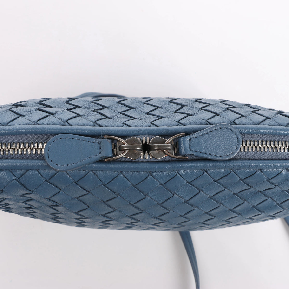 Bottega Veneta Nodini Intrecciato Leather Crossbody Bag in Blue
