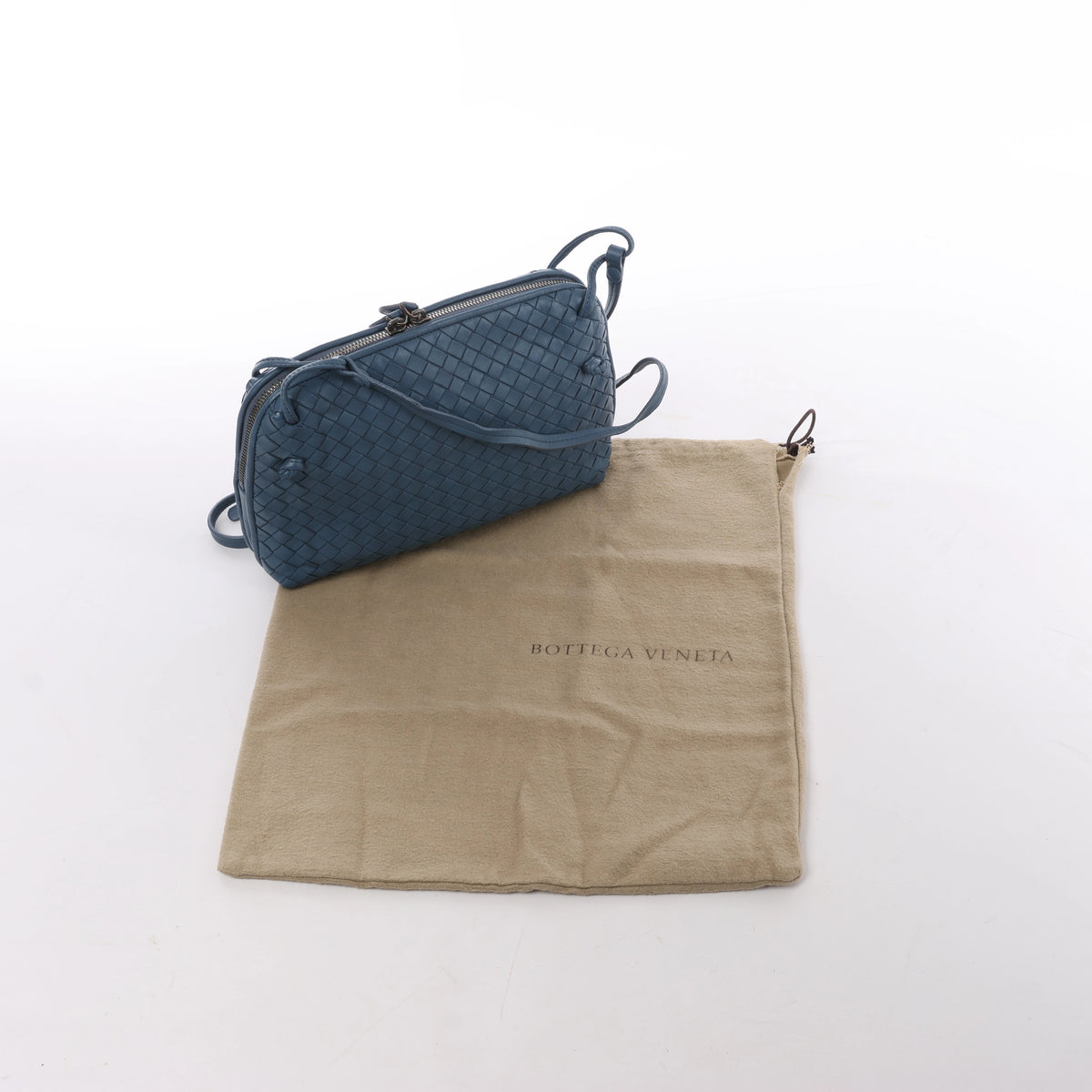 Bottega Veneta Nodini Intrecciato Leather Crossbody Bag in Blue