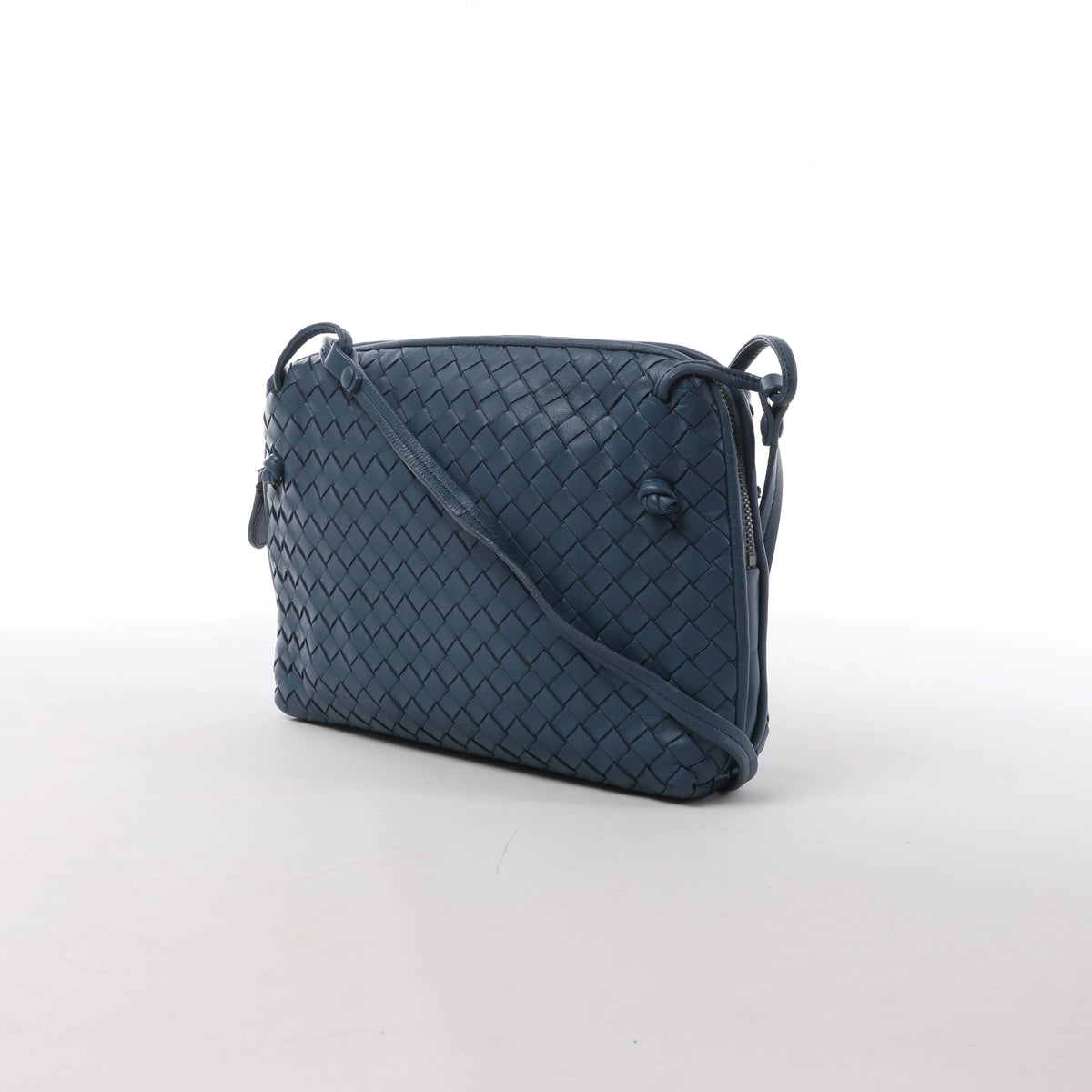 Bottega Veneta Nodini Intrecciato Leather Crossbody Bag in Blue