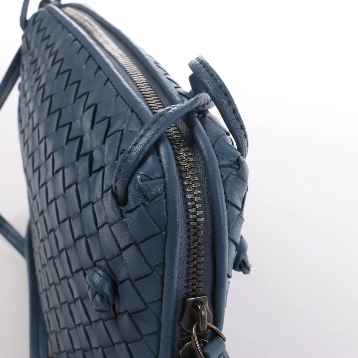 Bottega Veneta Nodini Intrecciato Leather Crossbody Bag in Blue