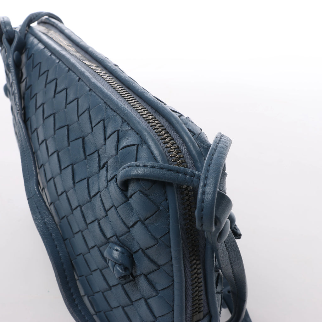 Bottega Veneta Nodini Intrecciato Leather Crossbody Bag in Blue