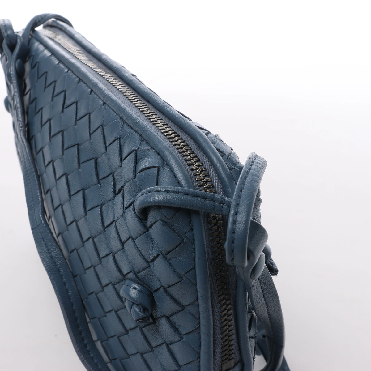 Bottega Veneta Nodini Intrecciato Leather Crossbody Bag in Blue