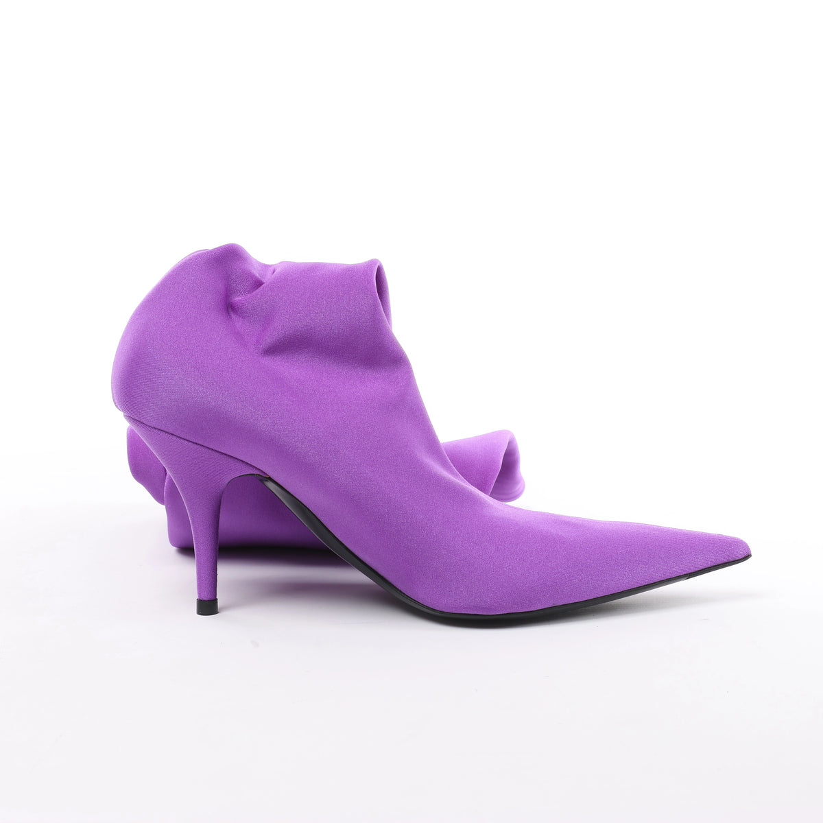 Balenciaga Knife Spandex Pointed Toe Thigh High Boots in Purple, Size EU 37