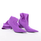 Balenciaga Knife Spandex Pointed Toe Thigh High Boots in Purple, Size EU 37