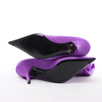 Balenciaga Knife Spandex Pointed Toe Thigh High Boots in Purple, Size EU 37